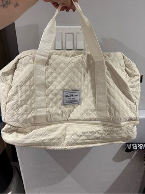 Quilted Cream Weekender Bag